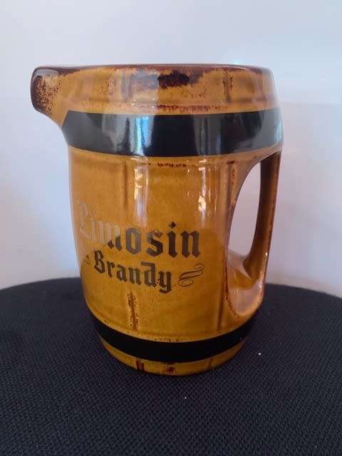 LIMOSIN BRANDY PORCELIAN PITCHER IN BARREL DESIGN FOR ADVERTISING PROMOTIONS